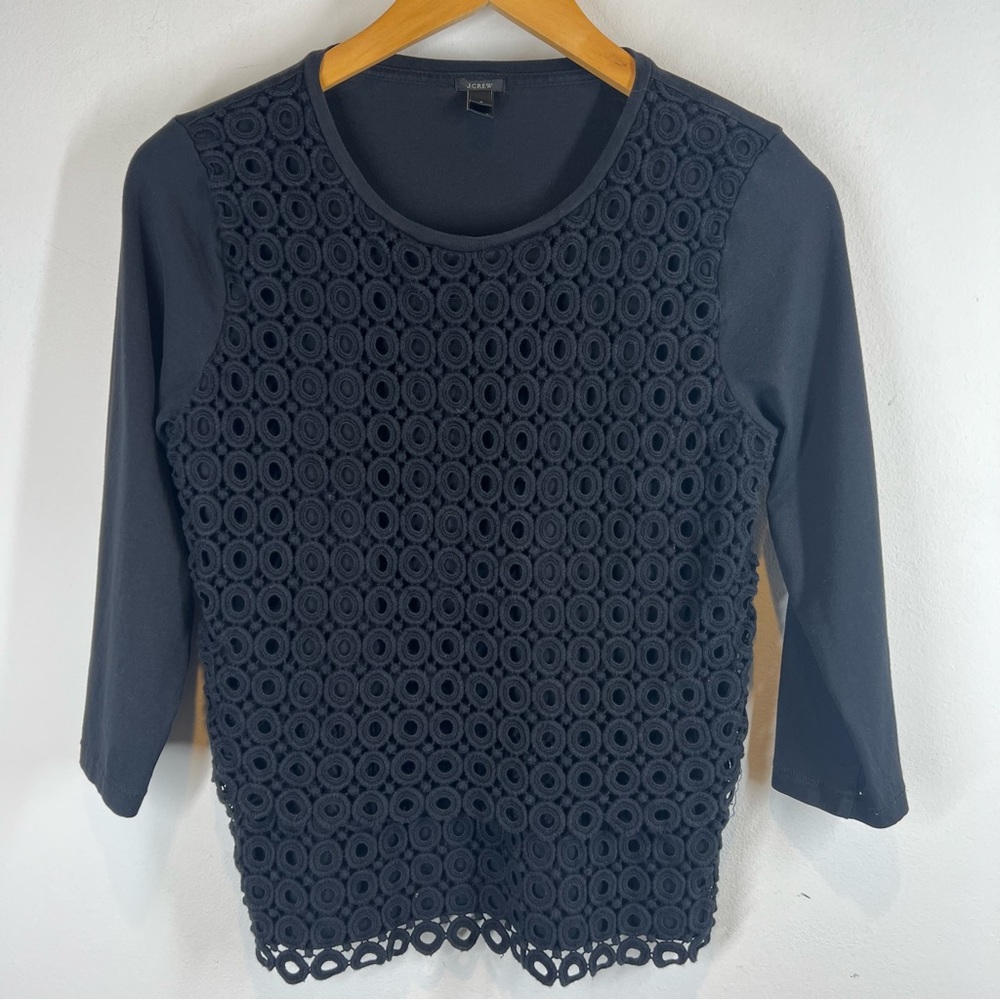 J. Crew Black Circle Eyelet Shirt
